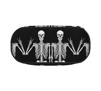 CHANGLEI Skull Double-Zip Pencil Case with 4 Pen Slots Mesh Pocket,Print Lightweight Durable Polyester Pencil Pouch for School,Office,Or Makeup Organizer