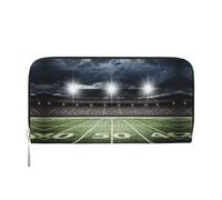 CHANGLEI Stadium Football Satdium Field Light Night Long Zip Around Pu Leather Clutch Wallet for Women,Multi-Functional Purse with Coin Pocket, Multiple Card Slots and Organizer Compartments
