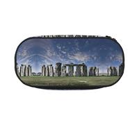 CHANGLEI Stone Double-Zip Pencil Case with 4 Pen Slots Mesh Pocket,Print Lightweight Durable Polyester Pencil Pouch for School,Office,Or Makeup Organizer