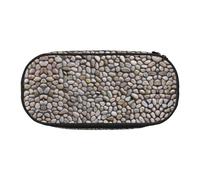 CHANGLEI Stones All Over The Ground Double-Zip Pencil Case with 4 Pen Slots Mesh Pocket,Print Lightweight Durable Polyester Pencil Pouch for School,Office,Or Makeup Organizer