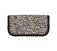 CHANGLEI Stones All Over The Ground Large Capacity Canvas Pencil Case 19x9x5 Cm,Double Zipper Inner Mesh Pocket Pen Bag,Multi-Purpose Storage Bag