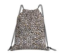CHANGLEI Stones All Over The Ground Large Casual Drawstring Backpack With Print,Water-Resistant Polyester,Lightweight Durable,Black Contrast Back For Gym,Yoga,Travel