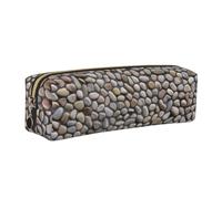 CHANGLEI Stones All Over The Ground Minimalist All-Over Print Cross-Grain PVC Leather Zipper Pencil Case, Soft Lined Portable Pen Pouch Stationery Bag