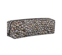 CHANGLEI Stones All Over The Ground Minimalist All-Over Print Cross-Grain PVC Leather Zipper Pencil Case, Soft Lined Portable Pen Pouch Stationery Bag