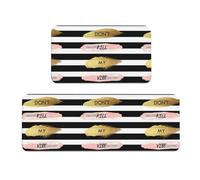 CHANGLEI Stripe Don'T Kill My Vibe Kitchen Mat Set Of 2, Crystal Velvet Soft Absorbent Non-Slip Floor Mats, Water-Resistant Rugs (All-Over Print)