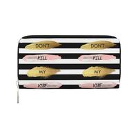 CHANGLEI Stripe Don't Kill My Vibe Long Zip Around Pu Leather Clutch Wallet for Women,Multi-Functional Purse with Coin Pocket, Multiple Card Slots and Organizer Compartments