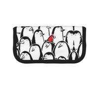 CHANGLEI Stylish Crowd of Penguins Large Capacity Canvas Pencil Case 19x9x5 Cm,Double Zipper Inner Mesh Pocket Pen Bag,Multi-Purpose Storage Bag