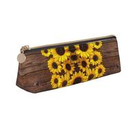 CHANGLEI Sunflower Plant Cute Leather Pencil Case for Girls Boys,Printed Personalised Lightweight Pencil Stationery Case