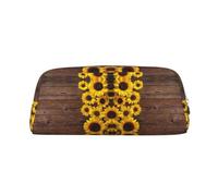 CHANGLEI Sunflower Plant Personalised Leather Pencil Case for Girls Boys,Printed Lightweight Pencil Stationery Case