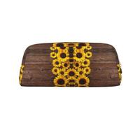 CHANGLEI Sunflower Plant Personalised Leather Pencil Case for Girls Boys,Printed Lightweight Pencil Stationery Case