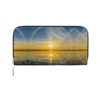 CHANGLEI Sunrise Horizon Long Zip Around Pu Leather Clutch Wallet for Women,Multi-Functional Purse with Coin Pocket, Multiple Card Slots and Organizer Compartments