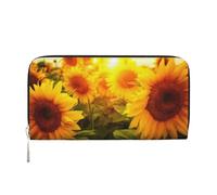 CHANGLEI Sunshine Sunflower Field Long Zip Around Pu Leather Clutch Wallet for Women,Multi-Functional Purse with Coin Pocket, Multiple Card Slots and Organizer Compartments