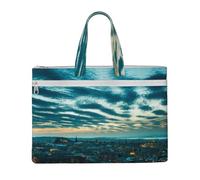 CHANGLEI The Dusk View Of City Full Art Print Canvas Document Bag, Dual Zipper Pocket Tote Bag, Large Capacity Portable File Organizer 11x15inch