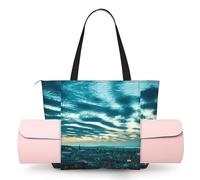 CHANGLEI The Dusk View Of City Women'S Yoga Mat Bag With All-Over Print,Lightweight Polyester Shoulder Gym Bag,Front Open Pocket For Yoga Mat, Towel