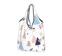 CHANGLEI Trees And Socks Reusable Foldable Shopping Bag With All-Over Print-Waterproof Grocery Tote,Compact Carry Pouch,Holds 50lbs,Eco-Friendly Machine Washable