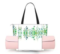 CHANGLEI Tropical Green Leaves Women'S Yoga Mat Bag With All-Over Print,Lightweight Polyester Shoulder Gym Bag,Front Open Pocket For Yoga Mat, Towel
