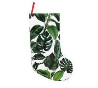 CHANGLEI Tropical Leaves Large Christmas Stocking,Personalized 18 Inch Polyester Festive Sock With Hanging Loop For Fireplace Mantle,Xmas Decor