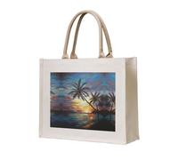 CHANGLEI Tropical Sunset Eco-Friendly Heavy Duty Canvas Tote Bag,Large Reusable Shopping Bag With Double-Sided Print,Durable Comfortable Carry Handles