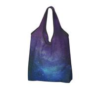 CHANGLEI Universe With Stars And Galaxy Interstellar Reusable Foldable Shopping Bag With All-Over Print-Waterproof Grocery Tote,Compact Carry Pouch,Holds 50lbs,Eco-Friendly Machine Washable