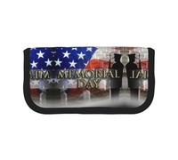 CHANGLEI Us Military Soldiers Patriotic Memorial Day Large Capacity Canvas Pencil Case 19x9x5 Cm,Double Zipper Inner Mesh Pocket Pen Bag,Multi-Purpose Storage Bag