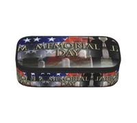 CHANGLEI Us Military Soldiers Patriotic Memorial Day Large Capacity Pencil Case, Oxford-Cloth Sturdy Stationery Pouch with Removable Divider Mesh Pocket,Multi-Compartment Waterproof Pen Bag