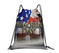 CHANGLEI Us Military Soldiers Patriotic Memorial Day Large Casual Drawstring Backpack With Print,Water-Resistant Polyester,Lightweight Durable,Black Contrast Back For Gym,Yoga,Travel
