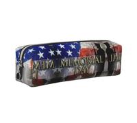 CHANGLEI Us Military Soldiers Patriotic Memorial Day Minimalist All-Over Print Cross-Grain PVC Leather Zipper Pencil Case, Soft Lined Portable Pen Pouch Stationery Bag