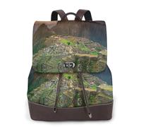 CHANGLEI Village On The Top Of The Hill Women'S Genuine Leather Backpack,Full-Pattern Print,Fashion Casual Daypack For School Travel Work