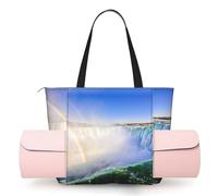 CHANGLEI Waterfall And Rainbow Women'S Yoga Mat Bag With All-Over Print,Lightweight Polyester Shoulder Gym Bag,Front Open Pocket For Yoga Mat, Towel