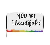 CHANGLEI You are Beautiful Long Zip Around Pu Leather Clutch Wallet for Women,Multi-Functional Purse with Coin Pocket, Multiple Card Slots and Organizer Compartments