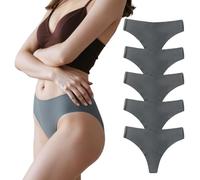 changlizi 5 Pcs Seamless Underwear - Womens High-Rise Hipster G-String, Invisible Ladies Everyday Panties, No Show Breathable Comfy Pants, Female Gym String, Seam Free Soft Workout, Dark Grey-M