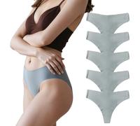 changlizi 5 Pcs Seamless Underwear - Womens High-Rise Hipster G-String, Invisible Ladies Everyday Panties, No Show Breathable Comfy Pants, Female Gym String, Seam Free Soft Workout, Light Grey-XL