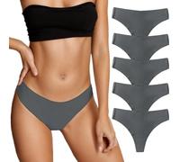 changlizi 5 Pcs Seamless Underwear - Womens High-Rise Hipster G-String, Invisible Ladies Everyday Panties, No Show Breathable Comfy Pants, Female Gym String, Seam Free Soft Workout, Dark Grey-S