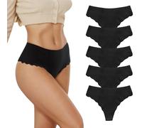 changlizi 5 Pcs Seamless Underwear - Womens High-Rise Hipster G-String, Invisible Ladies Everyday Panties, No Show Breathable Comfy Pants, Female Gym String, Seam Free Soft Workout, Black-L