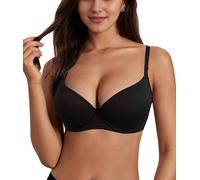 changlizi Push Up Underwire Bras - Lift Up Comfort Soft Cup T-Shirt Everyday Bra with Adjustable Straps for Women & Girls, Black-70B/32B