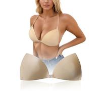changlizi Stick on Bra for Women Push Up Invisible Halter Bra Reusable Adhesive Backless Bras with Clear Straps for Dress, Party, Daily Wear