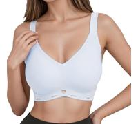 changlizi Wireless Bras - Push Up Full Cup Bras for Women Seamless T-Shirt Soft Comfortable Supportive Bra with Adjustable Straps and Padded Bra, Blue-S