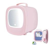 CHANGLKJ Mini Skincare Fridge, 6 L Portable Beauty Refrigerator with LED Mirror and System Cooler and Warmer, Car/home Dual Use and Quiet Operation, for Keep Fresh Of Skin Care Products, Drinks, Food