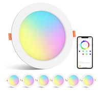 ChangM LED Recessed Spotlight RGB Recessed Lights 12 W 4 Inch Warm White Light Bulb Bluetooth App Control Dimmable LED Ceiling Spotlight Ceiling Spotlights Recessed Spotlights Pack of 6