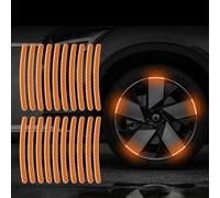 CHANGNIANFA 20Pcs Car Wheel Hub Reflective Sticker for Ford Focus ST-Line 2022 2023 2024, Glow in the Dark Rim Stickers Wheel Adhesive Night ty Warning Safety Decoration Stripe,Orange