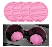 CHANGNIANFA 4 Pcs Car Coasters for Audi A5 Sportback 2 (II) F5 I 2016-2024 -, Car Coasters for Cup Holders Silicone Bling Crystal Rhinestone Non-slip Car Cup Holders Hot Drinks Car Coasters,Pink