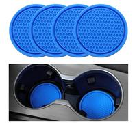 CHANGNIANFA 4 Pcs Car Coasters for Ford C-Max (Bj.2003-2010) -, Car Coasters for Cup Holders Silicone Bling Crystal Rhinestone Non-slip Car Cup Holders Hot Drinks Car Coasters,Blue