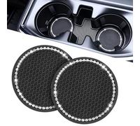 CHANGNIANFA 4 Pcs Car Coasters for VW Touran 2 (II) 5T I 2015-2024 -, Car Coasters for Cup Holders Silicone Bling Crystal Rhinestone Non-slip Car Cup Holders Hot Drinks Car Coasters,Black