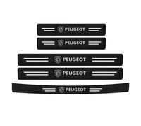 CHANGNIANFA 5 Pcs Car Door Sill Protector for Peugeot Partner 2019-2023, Welcome Pedal Protector Cover Threshold Scuff Plate Carbon Fiber Stickers,New logo