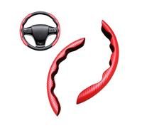 CHANGNIANFA Carbon Fiber Anti-Skid Segmented Car Steering Wheel Protector for FIAT Panda 3 (III) 312/319 I 2012-2022, Protective Wrap Car Interior Decor Accessories,Red