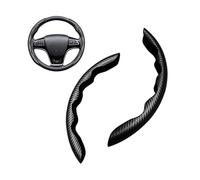 CHANGNIANFA Carbon Fiber Anti-Skid Segmented Car Steering Wheel Protector for Opel Corsa F I 2019-2023, Protective Wrap Car Interior Decor Accessories,Black