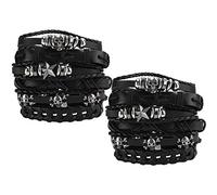 Changor 12Pcs Adjustable Vintage Braided Leather Bracelet Set for All Occasions, Handmade Cuff Jewelry in Multi-Colored Materials