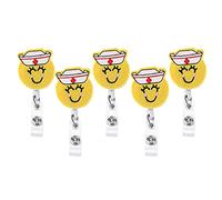 Changor 5 Pcs Stretchable Badge Clips, Durable Crocodilian Mouth Badge Holders, Embroidered Design for Nurses, Teachers, Volunteering - Felt/Plastic/Metal (Nurse)