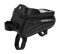 Changor Bike Phone Front Frame Bag with Reflective Design for Safe Night Riding - Large Capacity EVA Top Tube Bag 20cm X 11cm (White Reflective)