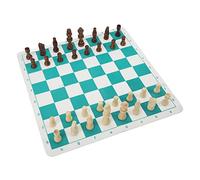 Changor Chess Set Glossy Lightweight Imitation Wood Plastics Chess Pieces for Beginners, with PU Chessboard for International Game, Wear Resistant Tournament Set